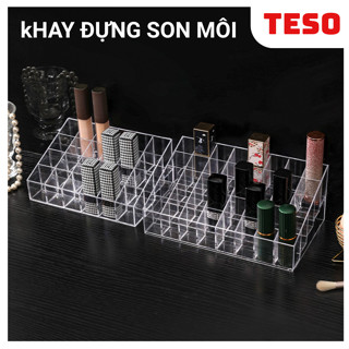 Khay Đựng Son Môi Trong Suốt Loại 24 Ô - Kệ Đựng Mỹ Phẩm, Trang Sức 24 Ô - TESOVN