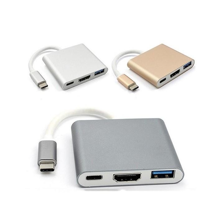 Hub Type C 3 trong 1 to HDMI cho Macbook/Laptop, Hub chuyển type C sang HDMI, Cổng chuyển đổi Type C