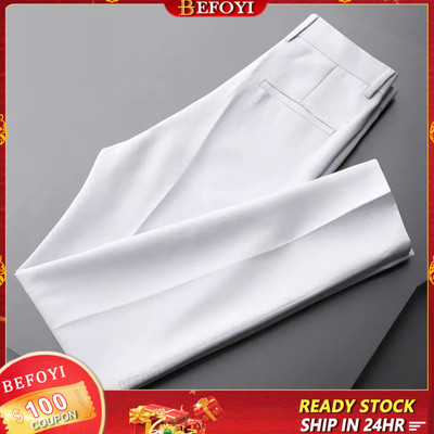 Quần Nam Hàng Sẵn Có Quần Hàn Quốc Công Sở Thường Ngày Mắt Cá Chân Thẳng Quần Văn Phòng Kaki Trắng Slacks Seluar lelaki