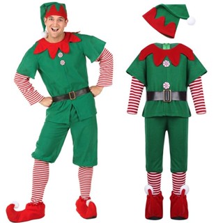  Bộ 5 Bộ Đồ Người Lớn Giáng Sinh Yêu Tinh Trang Phục Cho Ông Già Noel Đồng Phục Bộ Xmas Đảng Đầm Trang Phục Có Giày Nón 