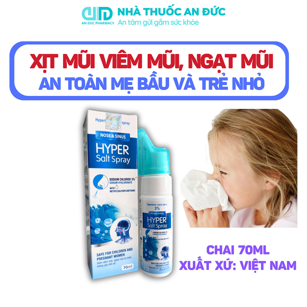 Xịt Mũi Họng Hyper Salt Spray- Rửa và Vệ Sinh Mũi Họng, Bảo Vệ Đường Hô Hấp, Phòng Cảm Cúm - Nhà thu