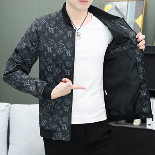 Áo khoác nam hit Xuân/Thu, áo khoác bóng chày cổ đứng in họa tiết sành điệu, áo blazer dáng ôm cho trẻ trung, thiết yếu đa năng