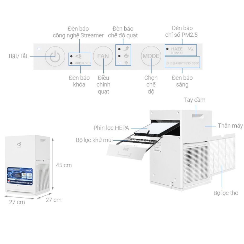 Máy lọc không khí DAIKIN MC30YVM7 | Lọc không khí Daikin cho phòng 23m2 | Công nghệ Streamer | BigBuy360 - bigbuy360.vn