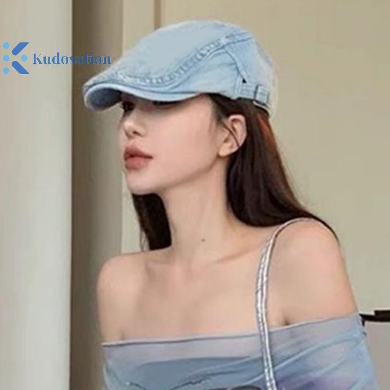 Kudosation Thời Trang Mới Cá Tính Đa Năng Denim Đơn Giản Ngoài Trời Ngắn Eaves Beret Đẹp