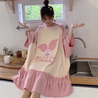 [Đầm ngủ cỡ lớn] (65-175kg) Váy ngủ ngắn tay hoạt hình cỡ lớn dành cho nữ Đồ ngủ cỡ lớn Đồ ngủ cỡ lớn Đồ mặc nhà