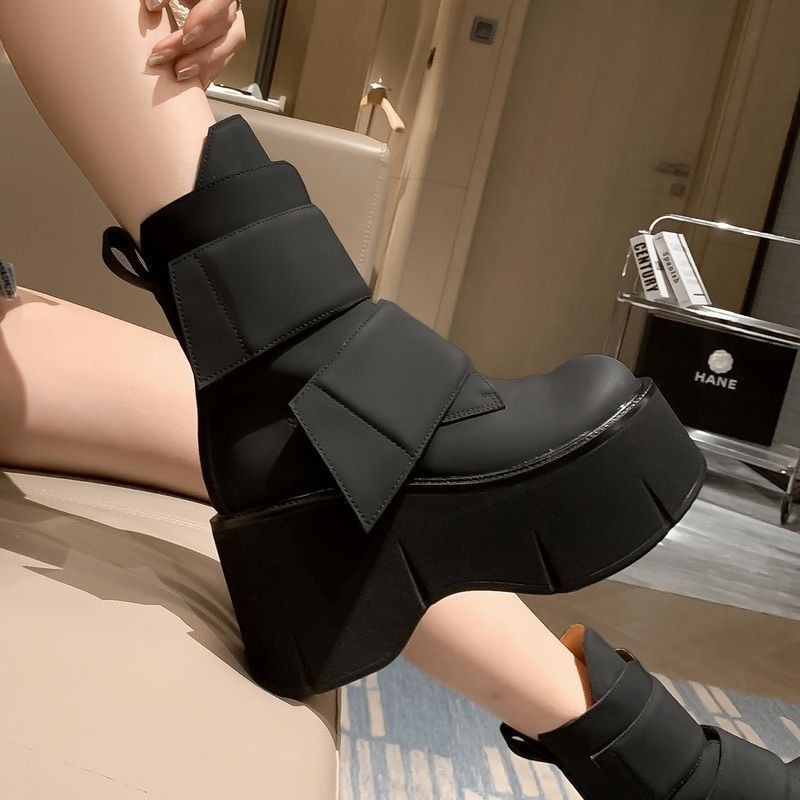 10cm 2025 Giày Boot Ngắn Phong Cách Châu Âu Mới Dành Cho Phụ Nữ, Đế Dày Tăng Chiều Cao Giày Martin W