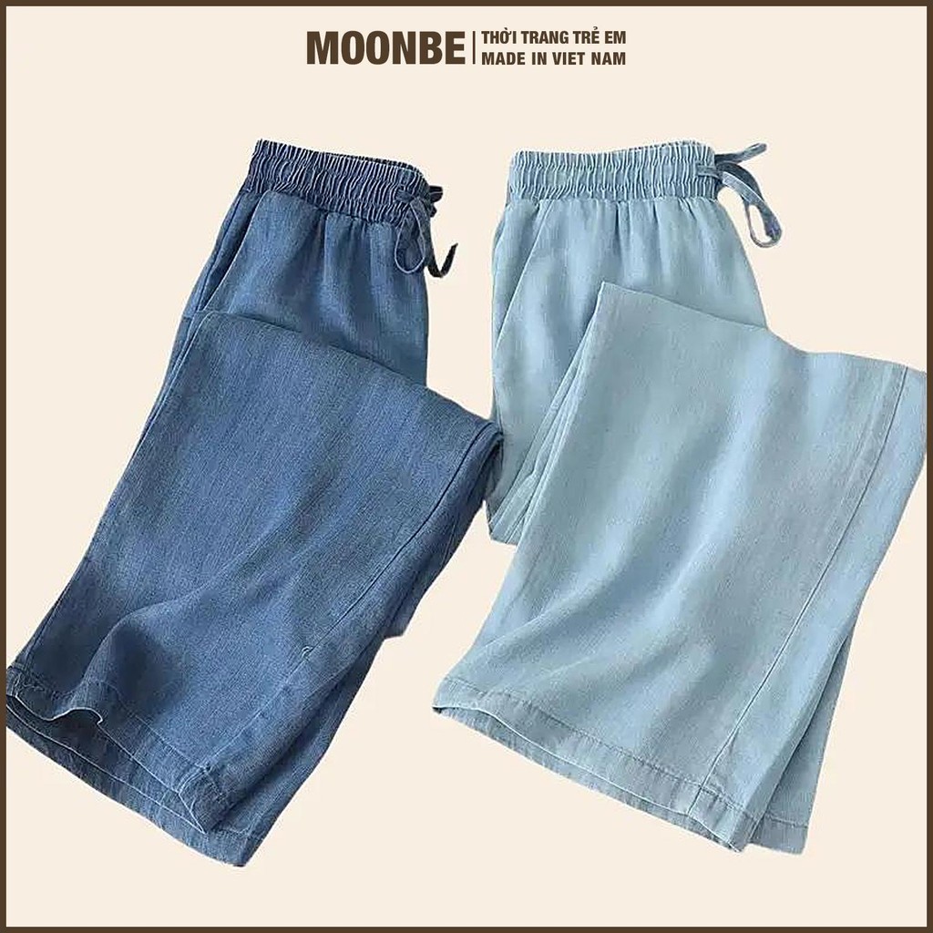 [Size 18-65kg]Combo 2 Quần Bò giấy ống suông cho bé gái & mẹ chất mềm thời trang trẻ em MOONBE quần ống suông HK