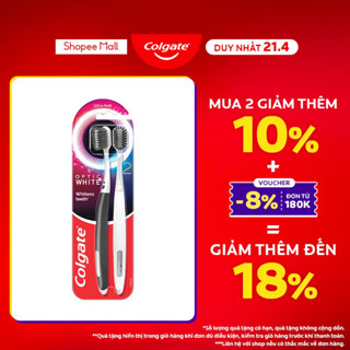 Bộ 2 bàn chải Colgate trắng răng Optic White với lông chải 2 tầng sạch vượt trội, loại bỏ vết ố