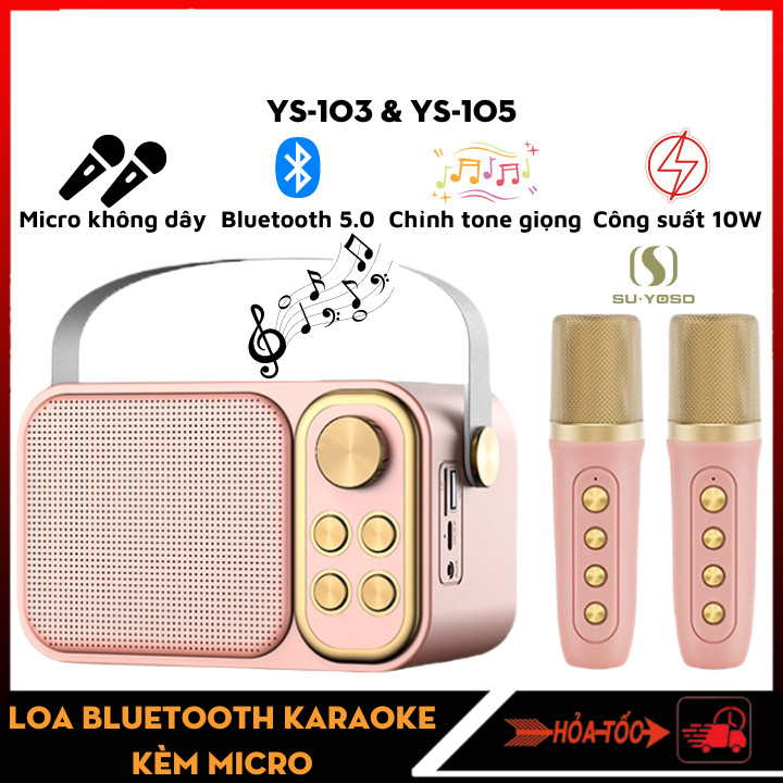 Loa Bluetooth Mini Karaoke Kèm Micro YS-105 và YS-103 - Âm thanh siêu hay , Bass cực đã tai