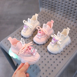  Giày thể thao Kuromi có đèn led tập đi cho bé gái - Giày cổ chun mềm nhẹ xinh xắn cho bé full hộp 995 