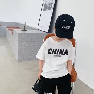 Áo thun tay ngắn in chữ dễ phối đồ cho bé trai áo cộc tay cổ tròn 100% cotton trẻ em trào lưu phong cách Hàn Quốc Áo Thun Trơn Màu thoáng khí cho trẻ lớn vừa thường ngày mẫu mới rộng rãi