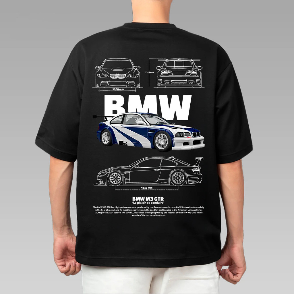 Áo thun nam cổ tròn in hình chuyển đổi xe BMW M3 GTR tay ngắn Cotton cao cấp 100%