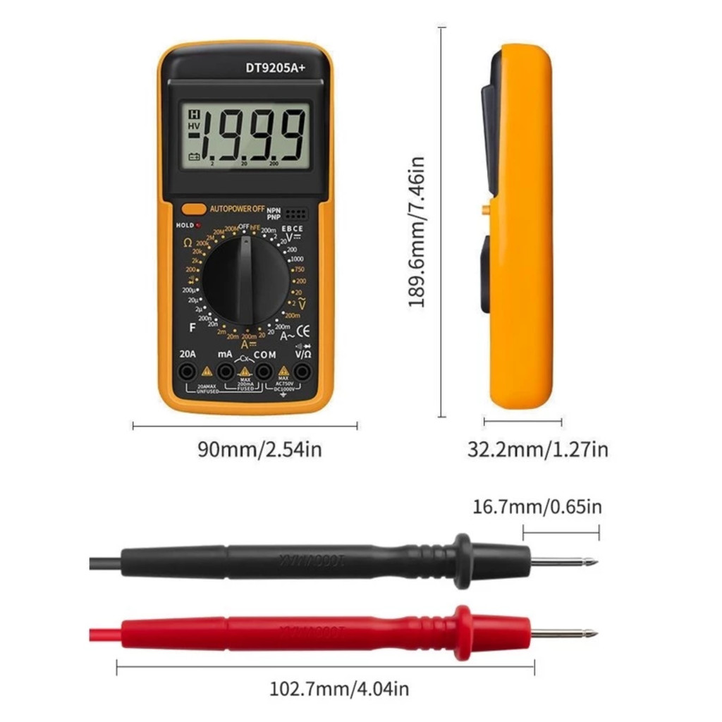 Đồng hồ đo điện, đồng hồ vạn năng Best 9205M đo Volt, ampe, điện trở và linh kiện điện tử cơ bản-MAX