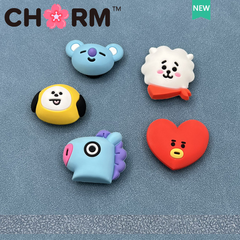 JJBXC charm Khóa Giày Phụ Kiện Giày Hoa BT21 BTS Búp Bê Hoạt Hình Khóa Trang Trí