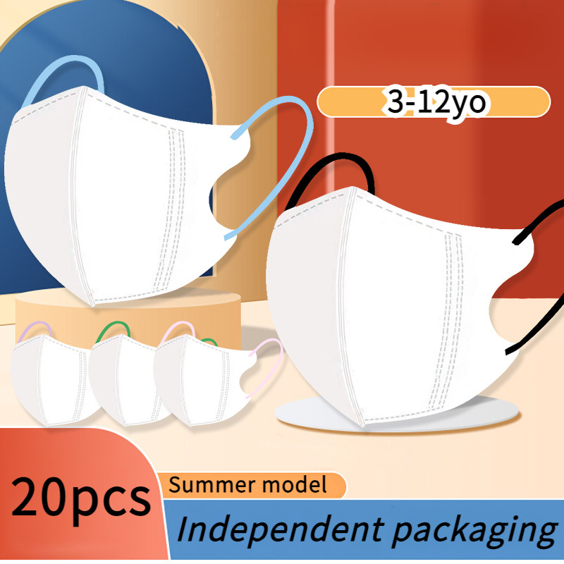Mặt nạ 3dkid Đóng gói riêng 20 chiếc Dây tai màu Mặt nạ mùa hè thoáng khí 2 lớp Thời trang chất lượn