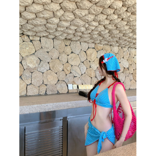 Bộ Đồ Bơi Bikini Nữ Có Khăn Trùm Đầu Retro Kẻ Sọc Gợi Cảm Ren | BigBuy360 - bigbuy360.vn