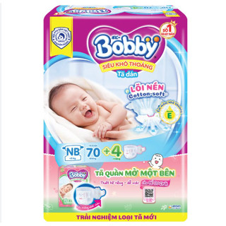 Tã/bỉm DÁN BOBBY lõi nén Cotton-Soft (XS70)NB70/S80/M76/L68 mới