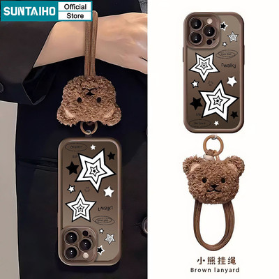 Suntaiho Thẩm Mỹ Dễ Thương Vỏ Họa Tiết Ngôi Sao Gấu Dây Ốp lưng Cho Iphone 11 12 13 14 15 16 Pro Max IP 7 8 Plus Iphon X XS XR Silicon Mềm Chống Sốc Ốp Lưng