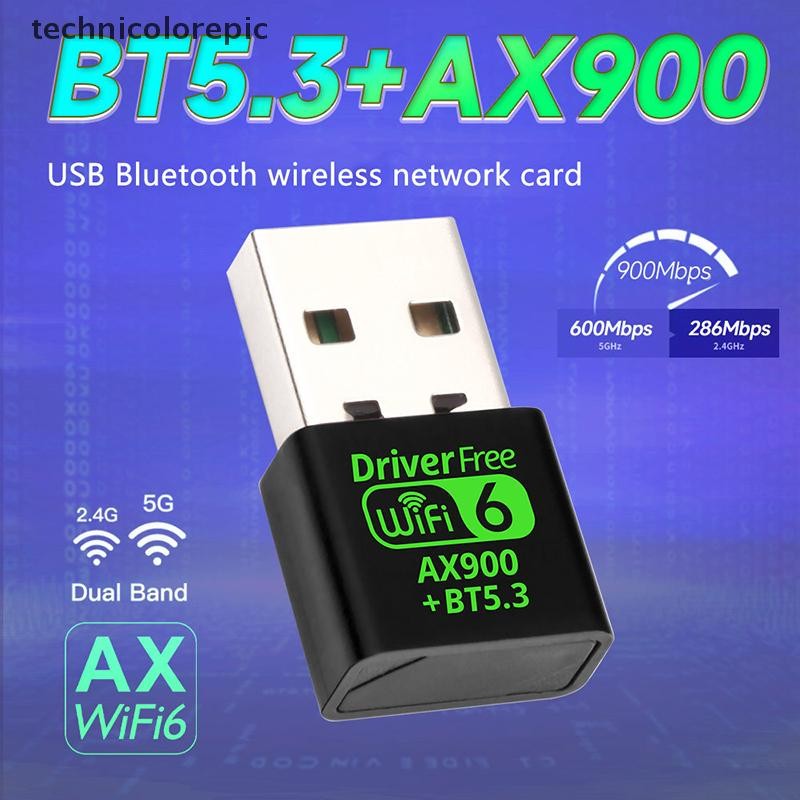 Technicolorepic AX900 WiFi 6 USB 5.3 Bộ chuyển đổi 2in1 Dongle Băng tần kép 2.4G & 5GHz USB WiFi Mạn