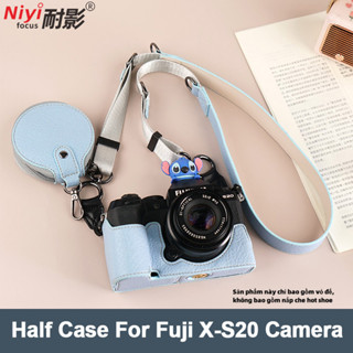Ốp bảo vệ nửa thân bằng da PU Fuji X-S10 X-S20 Fujifilm XS10 XS20 XT30 II XT10 XT20 XT30 Mark II XM5 Retro họa tiết vải thiều Da Túi đựng máy ảnh Phụ kiện