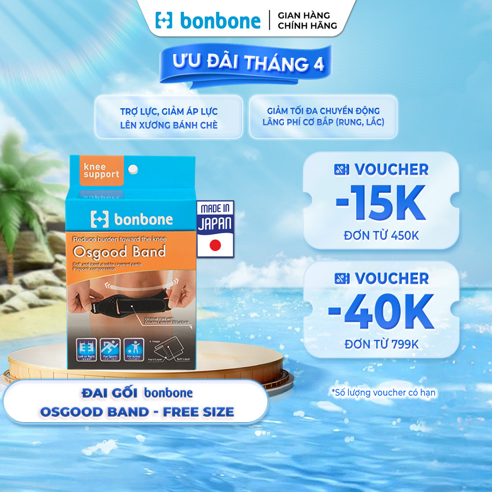 Đai Gối bonbone Osgood Band Free size - Trợ lực cho vùng chân trong thể thao như bóng chuyền, bóng r