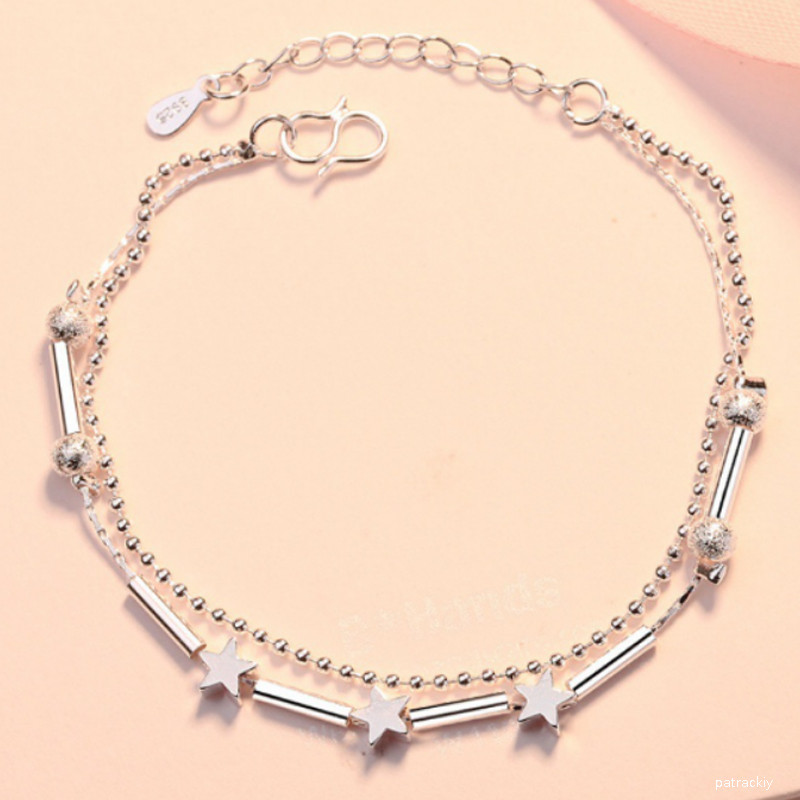 【patrackiy】 Trang sức lắc chân bạc Vòng tay ngôi sao rỗng