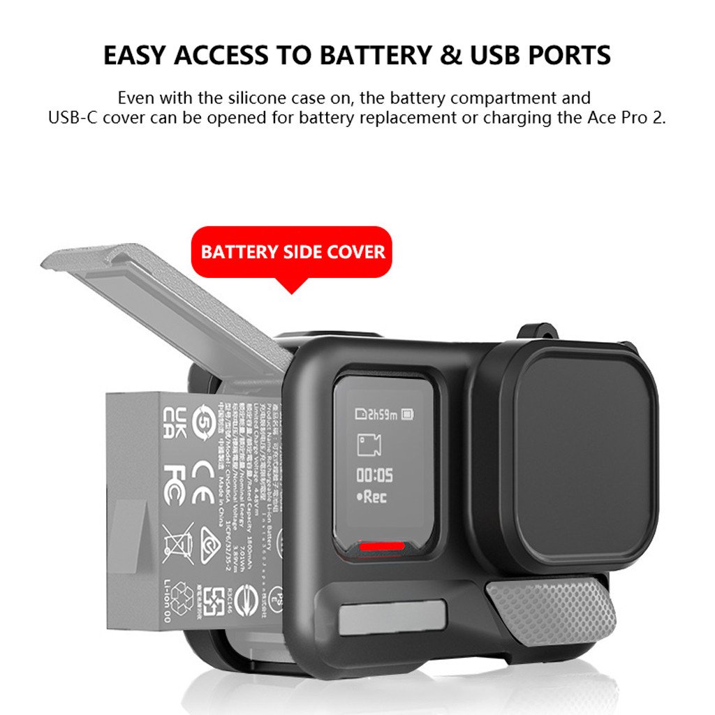 Dành Cho Insta360 ace Pro2 Phụ Kiện Silicon Vỏ Cao Su Bảo Vệ Silica gel + Nắp Ống Kính Cho Insta360 