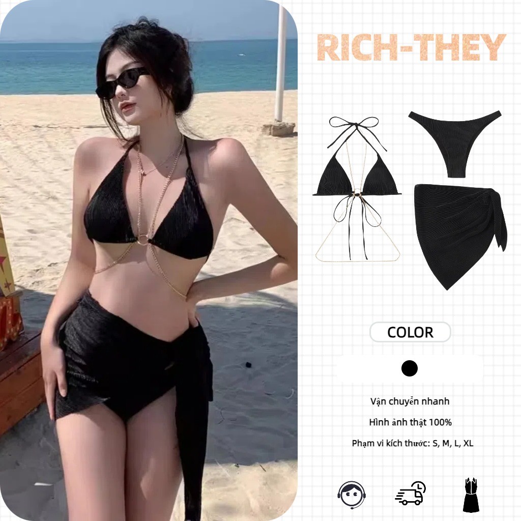 RICH-THEY Bộ Đồ Bơi Bikini Ba Mảnh Gợi Cảm Mới Mùa Hè Dành Cho Nữ-V156