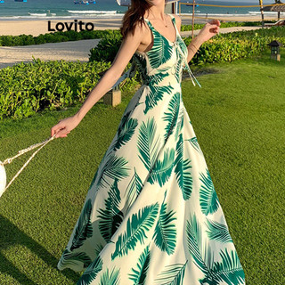 Lovito Đầm hở lưng có dây buộc lưng thanh lịch cho nữ LNL40100