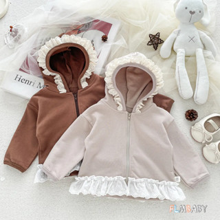 Quần Áo Mùa Thu Cho Bé Sơ Sinh Ren Dây Kéo Cotton Dài Tay Có Mũ Trùm Đầu Áo Khoác Ngoài Thông Thường 1-3 Tuổi
