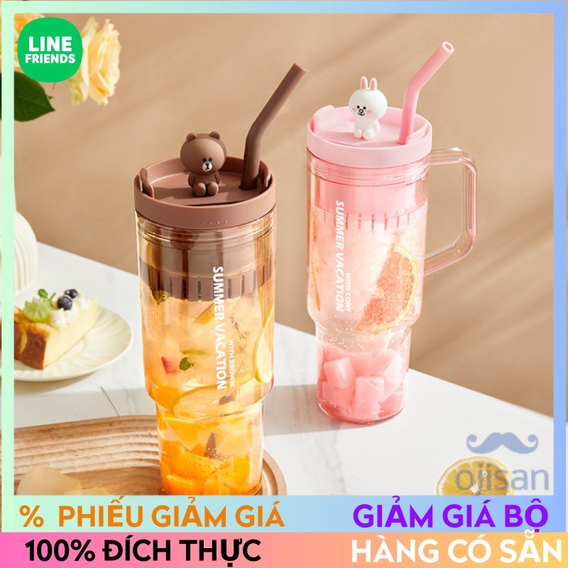 [LINE FRIENDS]Cốc có ống hút dung tích lớn 1200ml[LK]