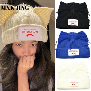 MXKJING   Mũ Len Dệt Kim Đính Tai Mèo Thời Trang Thu Đông Cho Các Cặp Đôi
