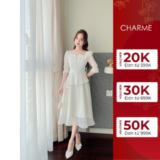 Váy nữ dáng xòe đáp ngực vạt chéo thiết kế Charme 210023