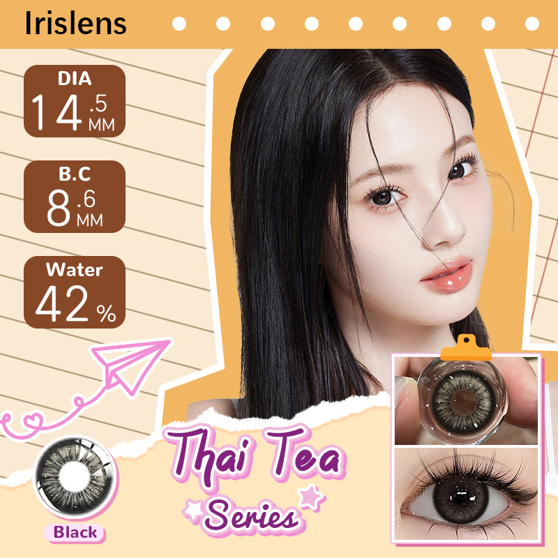 Kính áp tròng MCK1 0,00 ~ -6,00 Độ 14,5mm Trà Thái Đen Mềm mại Thoải mái màu xám cận thị