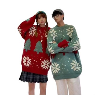  Giáng Sinh Nai Sừng Tấm Cặp Đôi Mặc Áo Len Thu Đông Phong Cách Mới Rời Đức Nhung Đan Top Nam 