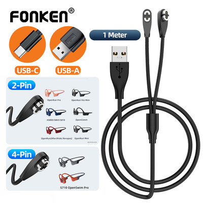 Cáp sạc Fonken 2 trong 1 Type C / USB cho tai nghe dẫn truyền xương Aftershokz AS800 S803 S810 Bộ chuyển đổi từ tính cho S710 OpenSwim Pro
