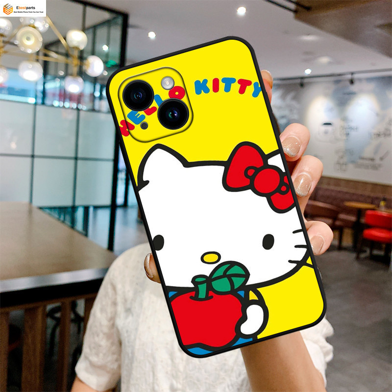Ebest-Yellow Kitty TPU Mềm Thẳng Bảo Vệ Toàn Diện Ốp Lưng Điện Thoại iPhone 16 / 15 / 14 / 13 / 12 /