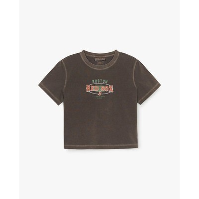 MLB - Áo croptop nữ cổ tròn tay ngắn Varsity Washing Vintage_3FTSV0753-43BRL