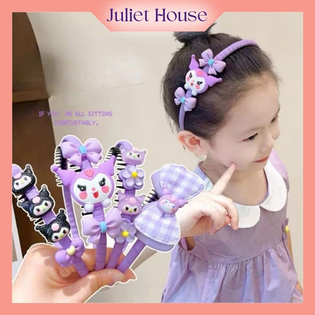 Bờm Cài Tóc Hình Kuromi - Băng Đô Cài Tóc Chống Trượt Xinh Xắn Màu Tím Cho Bé Gái Siêu Hot BK4 JULIE