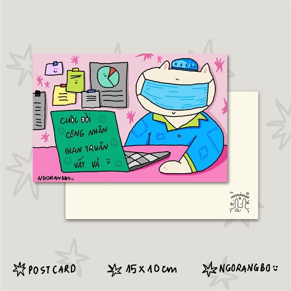 M113 - Thiệp vô tri , cute - Postcard lời nhắn - Ngorangbo
