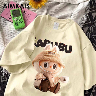 Áo thun 2-14 tuổi Lớn Trẻ Em Bé Trai Bé Gái AIMKAIS 100% Cotton LABUBU Quần Áo Unisex