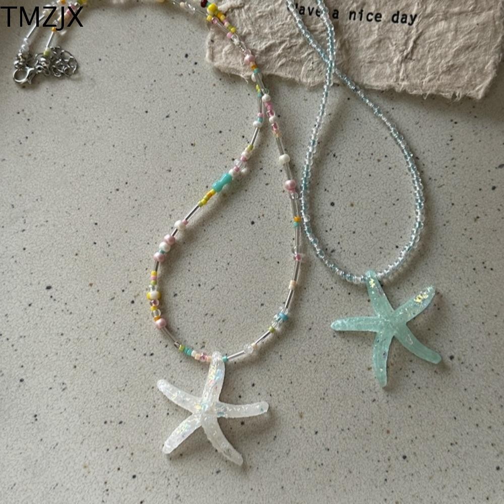 Tmzjx Sao Biển Đính Hạt Vòng Cổ, Hạt Gạo Sao Biển Biển Series Bohemian Sao Biển Choker, Mùa Hè Bohem