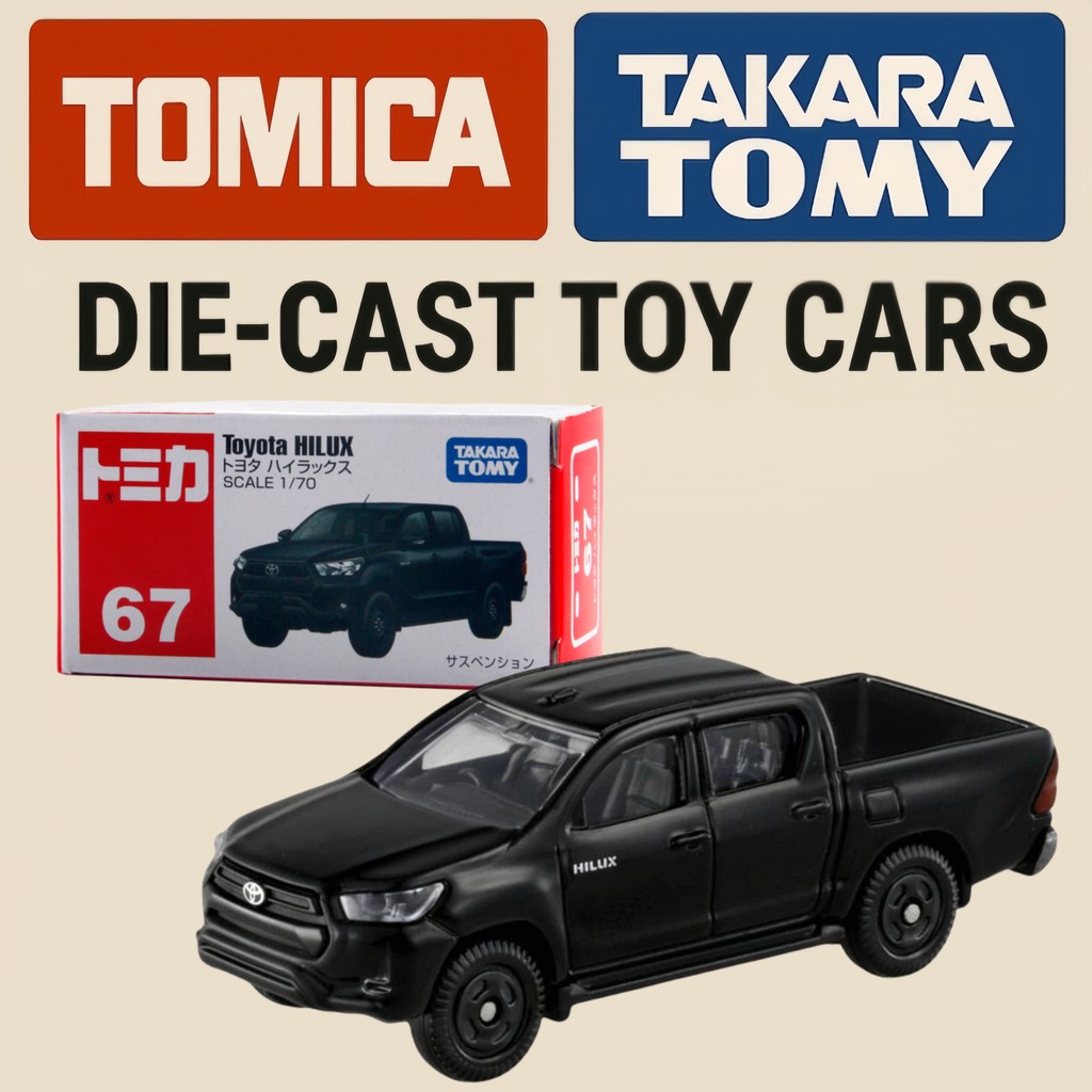 Xe đồ chơi diecast Toyota HILUX hộp đỏ trắng TOMICA - xe hợp kim được cấp phép chính hãng