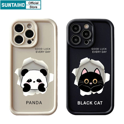 Suntaiho Ngộ nghĩnh Hoạt Hình Dễ Thương Gấu Trúc Họa Tiết Mèo Vỏ Điện Thoại Silicon Mờ Mềm Cao Cấp Chống Sốc Cho IPhone 11 12 13 14 15 16 Pro Max IP 7 8 Plus Iphon X Xs XR Xs Max