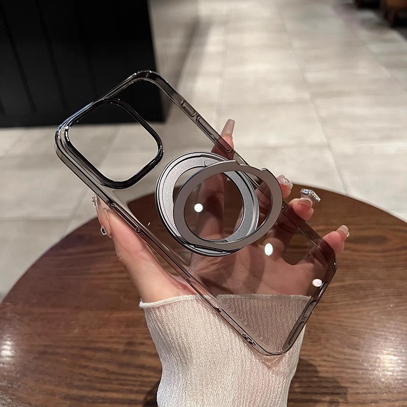 【360° Giá đỡ xoay 】 Ốp lưng cứng chống sốc mỏng và nhẹ chống vàng cho iPhone 12 13 14 15 16 Pro Max 
