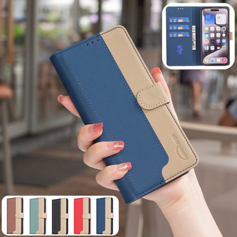 Ốp lật da sang trọng Ví từ tính Vỏ điện thoại chống sốc cho OPPO A60 A79 A38 A18 A58 A98 A78 A16 A16s A52 A54 A55 A72 A74 A92 A94 A95