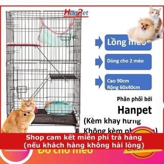 Chuồng mèo 3 tầng LM600 to đẹp giá rẻ bằng sắt Size M cao 90cm Lồng mèo thép sơn tĩnh điện kèm khay nhựa 