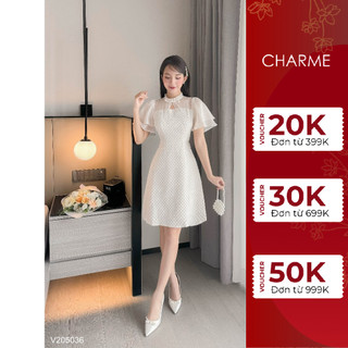Váy xốp tay cánh tiên cổ nơ Charme 205036