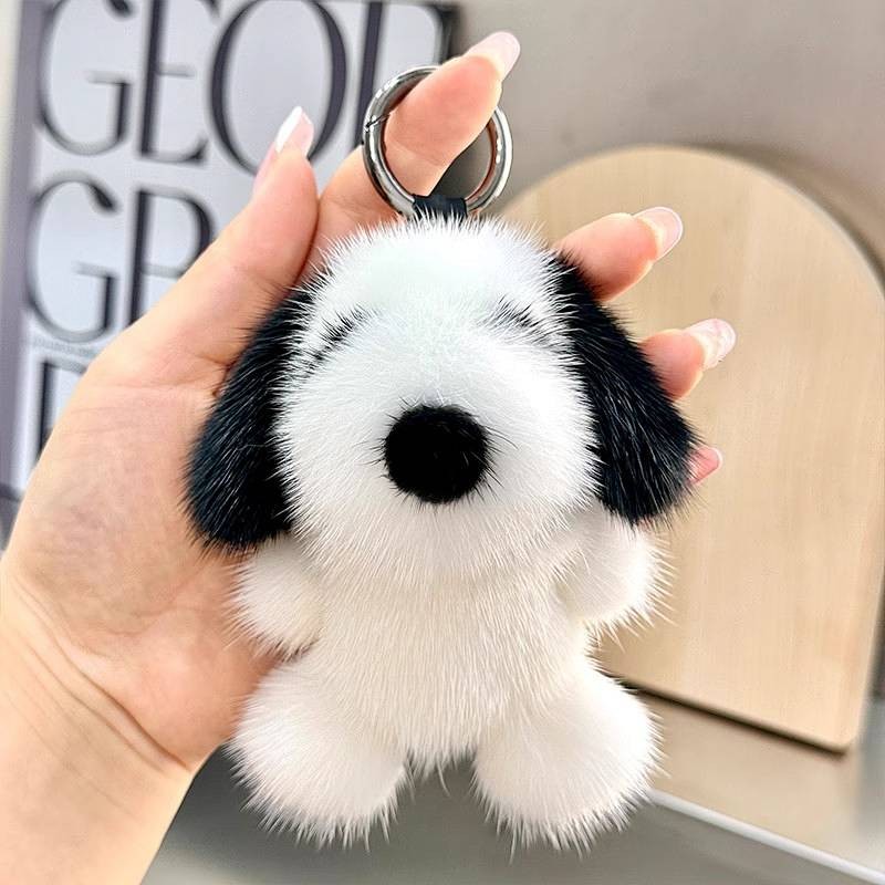Simulation Mink Cute Puppy Women's Bag Pendant Ins Plush Doll Healing Small Plush Pendant pendant Kg