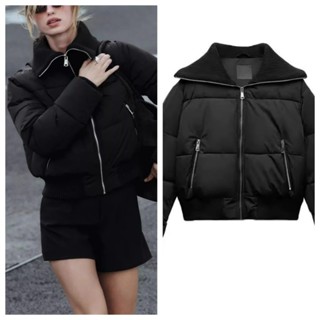  Zara Thu Đông Sản Phẩm Mới Nữ Phong Cách Châu Âu Mỹ Gân Lớp Áo Khoác Đệm Nhiệt Dày Dài Tay Áo Khoác Áo Khoác 3046240 